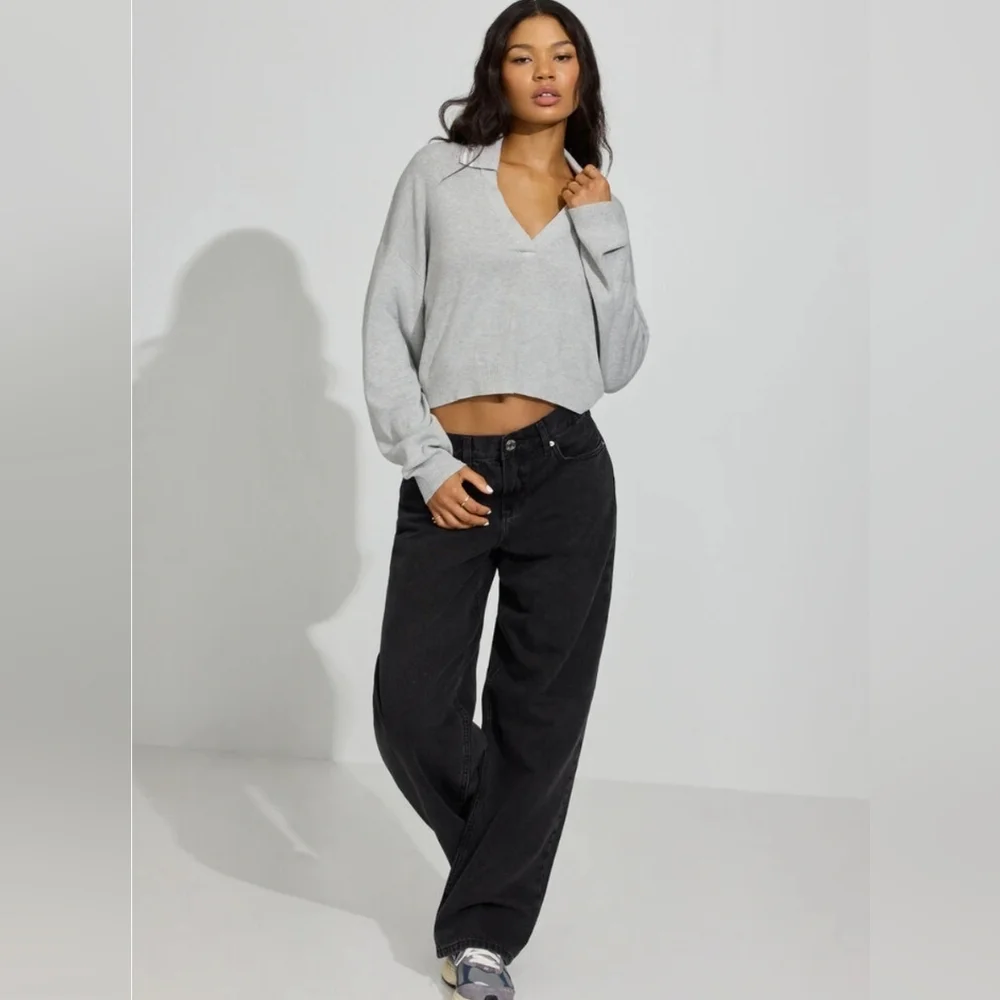 Garage Boxy Cropped Polo Sweater S Like New - Picture 2 of 13